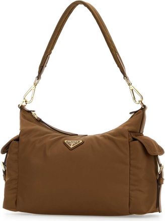 Prada Womens Re-Nylon Shoulder Bag Brown Poliammidericiclata Calfskin
