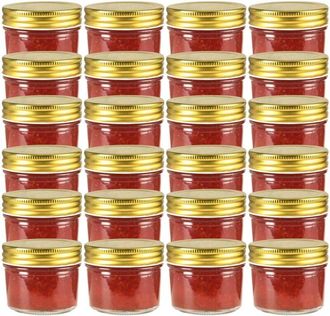 vidaXL Tarros De Mermelada De Vidrio Tapa Dorada 24 Uds 110 Ml Vidaxl