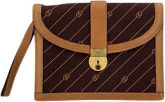 Gucci Pre-owned Clutches, female, Brown, Size: ONE SIZE Pre-owned Canvas Clutch