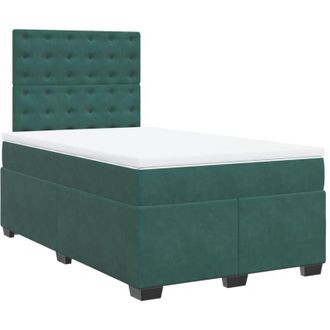vidaXL Cama Box Spring Con Colch&oacute;n Terciopelo Verde Oscuro 120x200 Cm Vidaxl