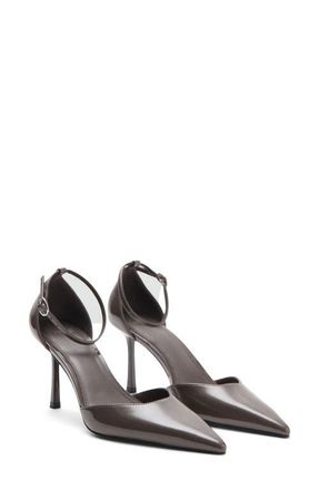 Mango Pointed Toe Ankle Strap Pump in Dark Heather Grey at Nordstrom, Size 7.5Us