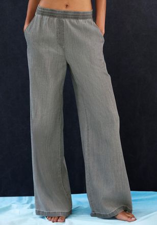 H.I.S Schlupfhose H.I.S, Damen, Gr. 32/34, N-Gr, grau, Obermaterial: 65% Lyocell, 35% Baumwolle, unifarben, Basic, figurumspielend lang, Hosen Schlupfhose, 