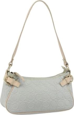 Ferragamo Pre-owned Shoulder Bags, female, Blue, Size: ONE SIZE Pre-owned Leather Shoulder Bag