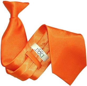 DQT Men Plain Satin Wedding Formal Casual Security Uniform Funeral Business Easy to Wear Clip on Tie - Burnt Orange