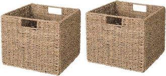 OEM 2 Cestas De Almacenamiento De Junco Marino Tejido - 31x31x31 Cm, Plegables
