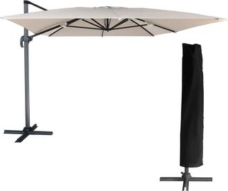 Happy Garden Sombrilla exc&eacute;ntrica rectangular 3x4m tela beige con funda