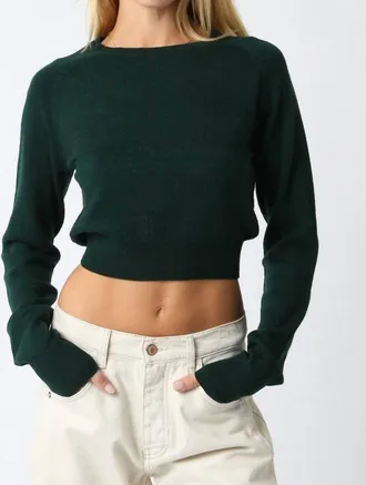 Olivaceous Luz Cropped Knit Top In Black