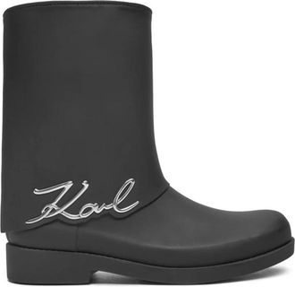 Karl Lagerfeld Kalosh Signature Gator - Dames - Regenlaarzen - Zwart - 37 EU - Schoenen
