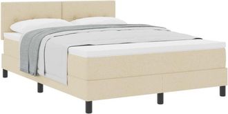vidaXL Box Spring Bed with Mattress Cream 140 x 200 cm Fabric vidaXL