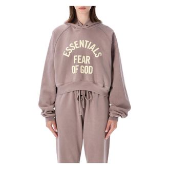 Fear of God Hoodies, female, Brown, Size: S Campus 90s Cropped Raglan Hoodie