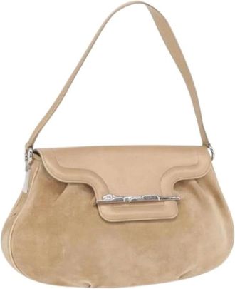 Cartier Pre-owned Shoulder Bags, female, Beige, Size: ONE SIZE Pre-owned Suede Shoulder Bag