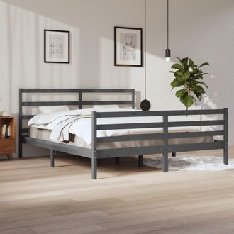 vidaXL Vidaxl - Estructura De Cama Sin Colch&oacute;n Madera De Pino Gris 200x200 Cm