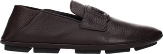Dolce & Gabbana Brown Leather Slip-On Mens Loafers