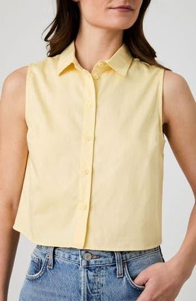 French Connection Cotton Poplin Sleeveless Button-Up Top in Lemon Cream at Nordstrom Rack, Size X-Large