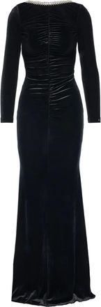 Nissa Maxi-jurk met open rug en textuur - Zwart