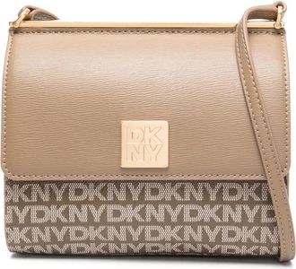 DKNY Beige Leren Crossbody Tas - Dames - Schoudertassen - Beige - ONE Size - Leer - Tassen