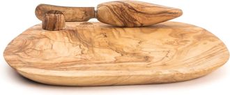 B&eacute;rard France Olive Wood Handcrafted Butter Dish & Knife