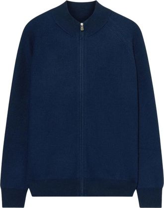 Brooks Brothers Volledige rits Merino wol trui - Heren - Vesten - Blauw - 3XL - Wol - Truien & Vesten
