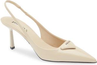 Prada Modellerie Pointed Toe Slingback Pump in Travertino at Nordstrom, Size 8.5Us