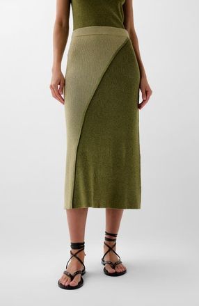 Scalpers Lurex Duo Knit Skirt in Khaki at Nordstrom, Size Medium Eu
