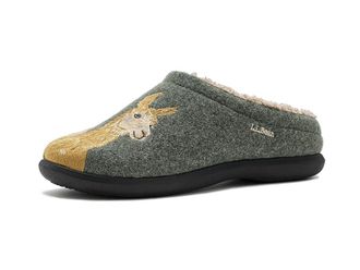 L.L.Bean Daybreak Scuff Motif 2 Womens Slippers Green/Llamas : 10 B - Medium, Wool