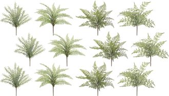Melrose International Assorted Fern Foliage Bush (Set of 12) - Green, Brown