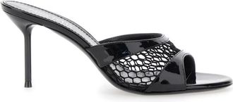 PARIS TEXAS Schoenen, Dames, Zwart, 37 EU, Leer, Mesh Patent Muiltjes met Hak