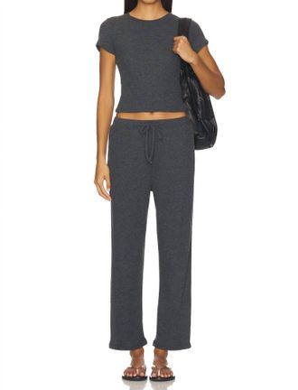 perfectwhitetee Remi Drawstring Pants In Charcoal