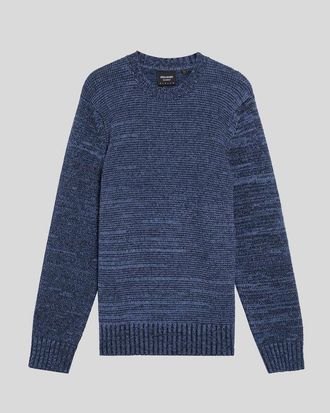 Lyle & Scott gebreide marl trui met ronde hals - marineblauw