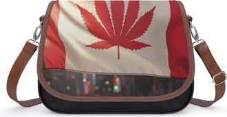 Generic Canadian Weed Flag Small Womens Crossbody Bags Shoulder Handbag with Adjustable Strap for Travel