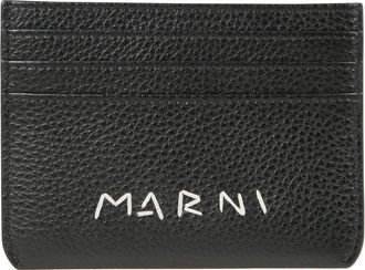 Marni Leren Kaarthouder Portemonnee - Heren - Portefeuilles - Zwart - ONE Size - Leer - Accessoires