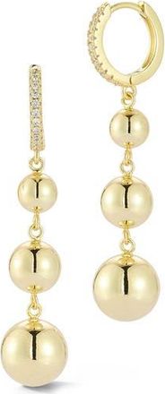 Glaze Jewelry Graduated Ball Drop Huggie Hoop Earrings in Gold at Nordstrom Rack