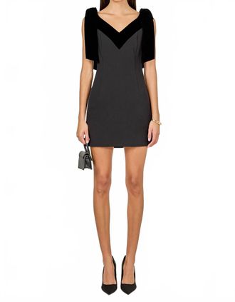 endless rose Mollie Velvet Detail Mini Dress In Black