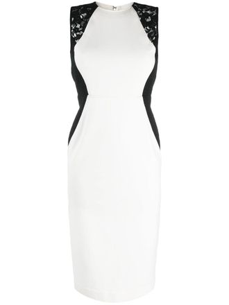 Twin-Set lace-detail sleeveless midi dress - women - Viscose/Spandex/Elastane/Polyamide/Polyester - 46 - White