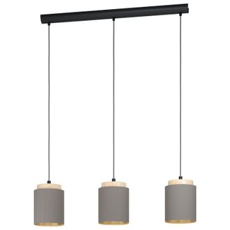 Loops Pendant Light Colour Black Brown Shade Cappuccino Fabric Bulb E27 3x40W