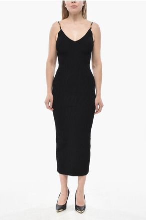 Versace Knit Slip Dress with Jeweled Straps size 42