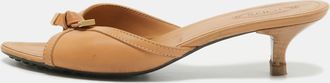 Tod's Tods Beige Leather Bow Slide Sandals
