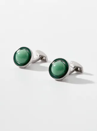 Tateossian Mens Gyrate aventurine swivelling cuff links