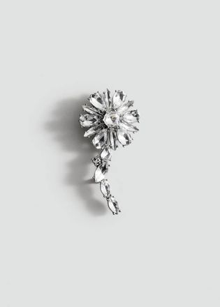 Mango Spilla fiore cristallo argento - Donna - Taglia unica - MANGO