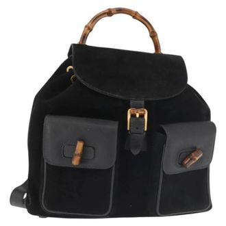 Gucci Vintage, unisex, Zwart, ONE Size, Leer, Pre-owned Vintage Bamboo Rugzak