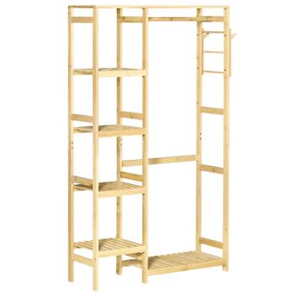 OEM Perchero Burro De Bamb&uacute; Perchero De Pie Con Estanter&iacute;a De 4 Niveles Con Barra Estante Inferior Y Colgador Lateral Para Ropa Bolsas Dormitorio 90x30x15