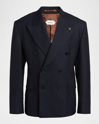 Versace Men & apos;s Pinstriped Wool Formal Jacket