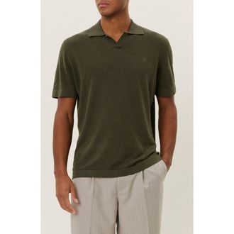 Les Deux Emmanuel Linen & Cotton Polo Sweater in Forest Green at Nordstrom, Size Large