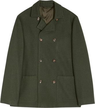Doppiaa Double-breasted jas - Heren - Mantels - Groen - Maat: 2XL Zijde