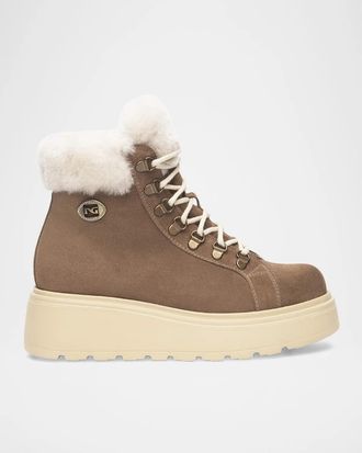 Nero Giardini Faux Fur-Lined Suede Hiker Boots