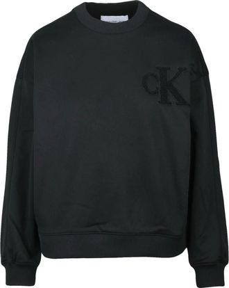 Calvin Klein Jeans Hoodies & sweatvesten, Dames, Zwart, XL, Polyester, Felpa Girocollo