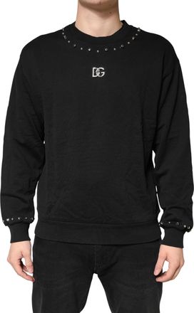 Dolce & Gabbana Black Embellished Cotton Sweatshirt Mens Sweater (Pre-Owned)