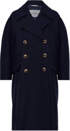 Balenciaga Dames, Mantels, Blauw, Maat: XS Wol
