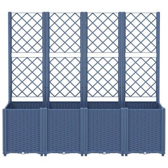 Berkfield Home Garden Planter with Trellis Blue Grey 160x40x140 cm PP | Size: 160 x 40 x 140 cm