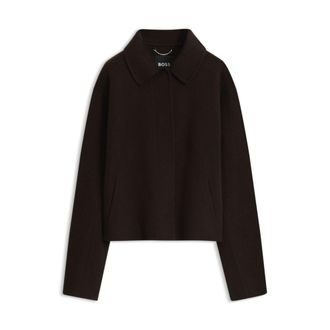 BOSS Melange wool-blend coat with a point collar